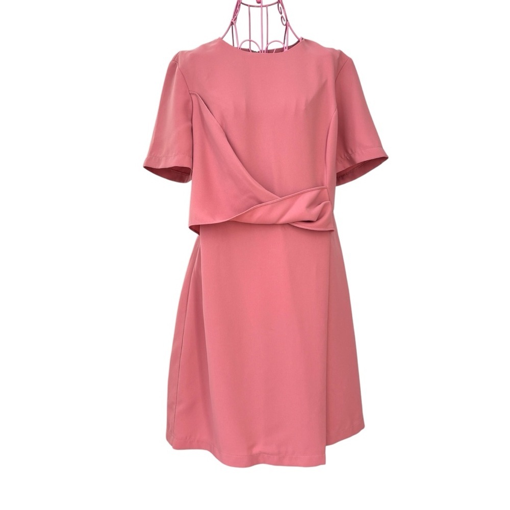 TOPSHOP Twist Front Skater Dress Size 8 Pink A-Line